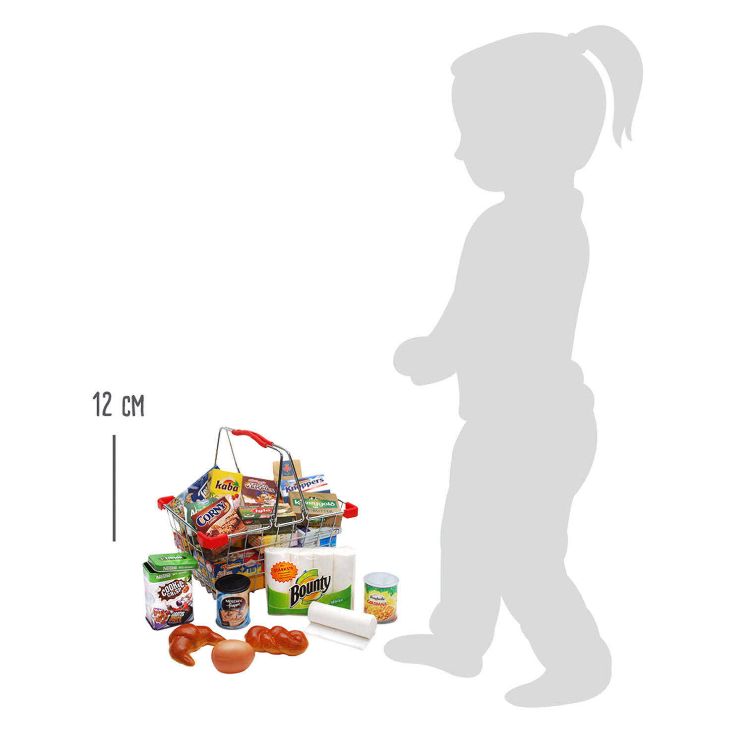 Small Foot - Play Food dans un panier de courses en métal, 25dlg.
