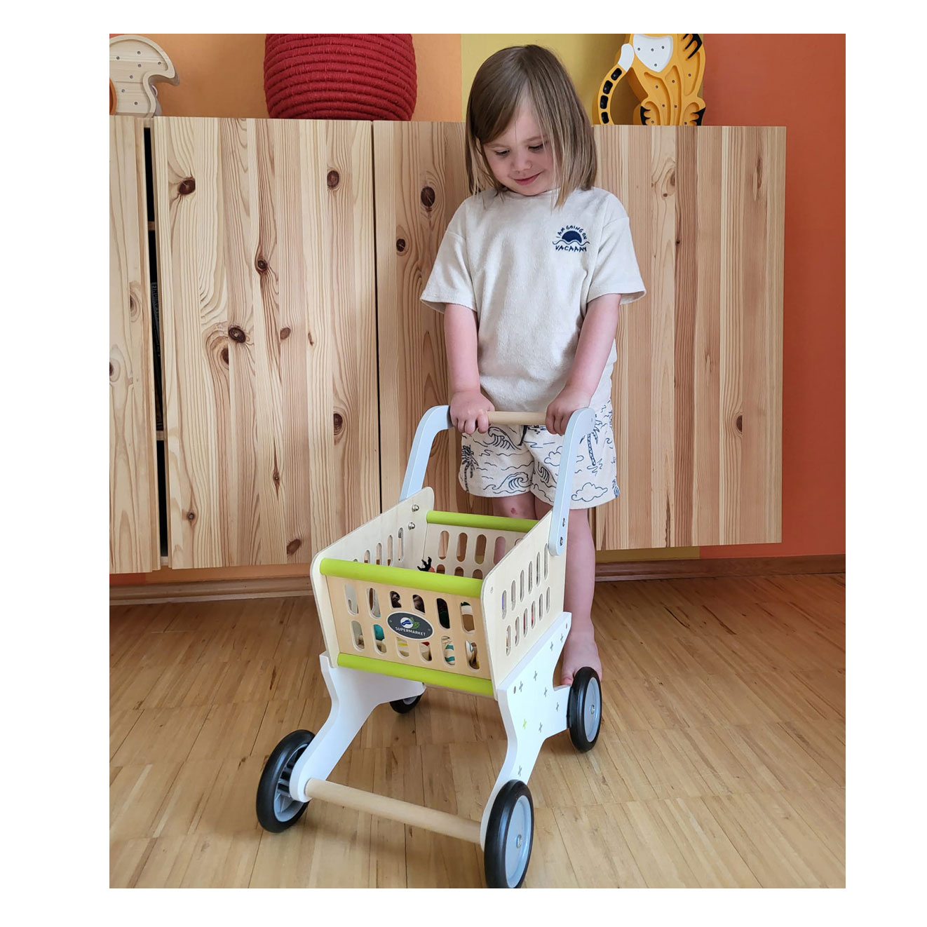 Small Foot - Chariot de supermarché en bois
