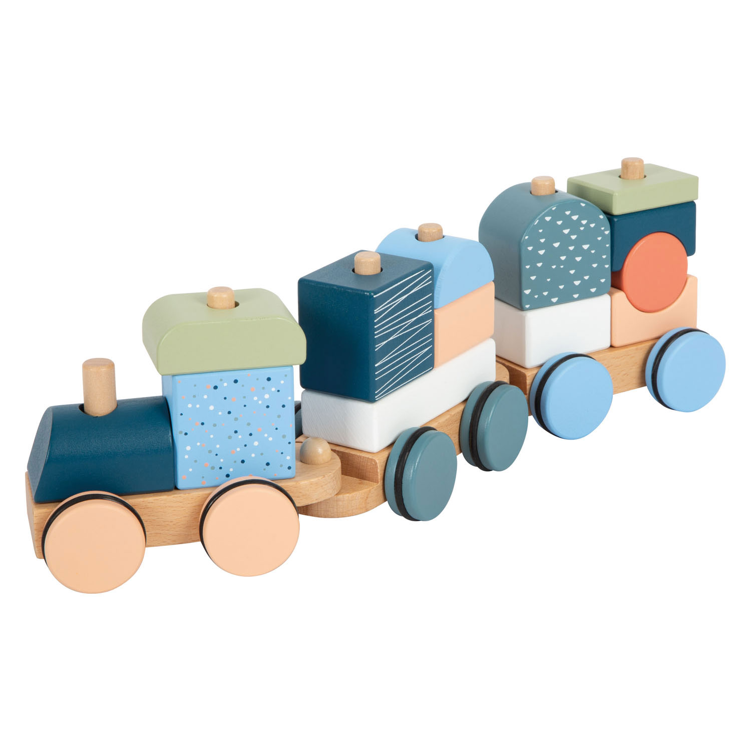 Small Foot - Train à blocs empilables en bois Arctic, 16 pièces.