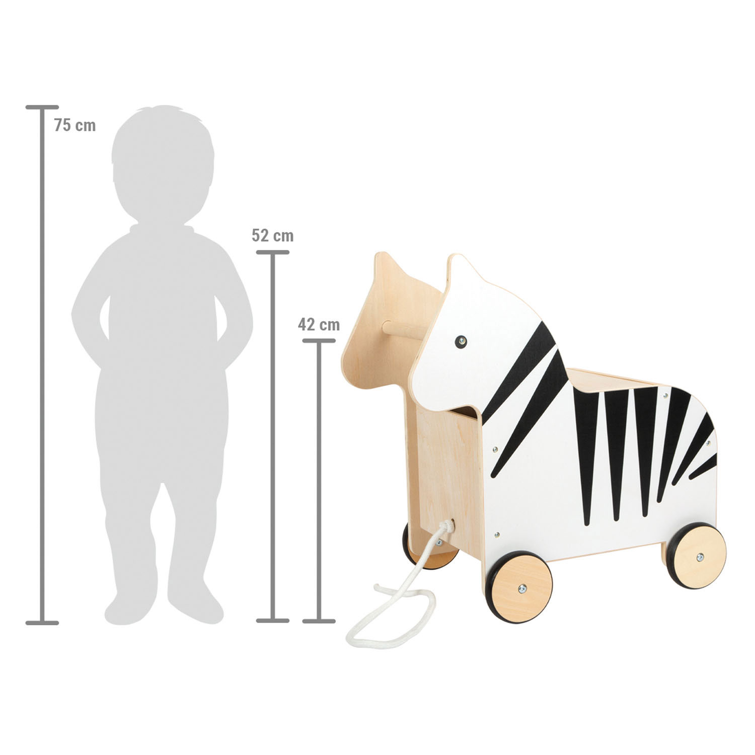 Small Foot – Holzspielzeugkiste und Zebra-Wildtier-Ziehfigur