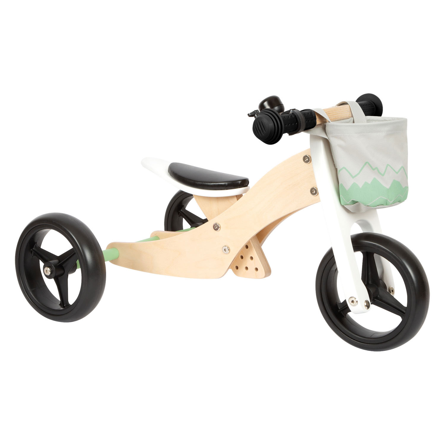 Small Foot - Tricycle/Draisienne d'Entraînement en Bois 2en1 Vert Sauge