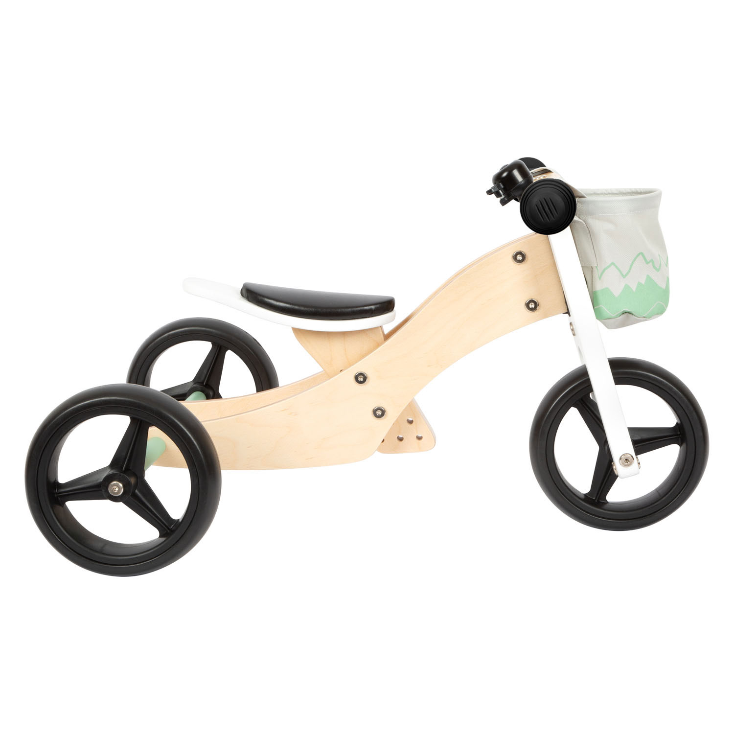 Small Foot - Tricycle/Draisienne d'Entraînement en Bois 2en1 Vert Sauge
