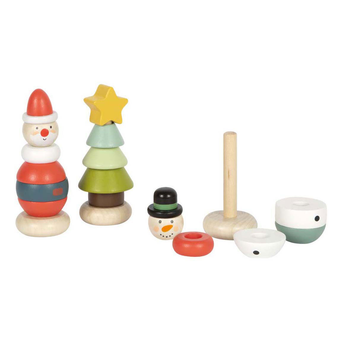 Small Foot - Tour d'empilage de Noël et d'hiver, 9 pièces.
