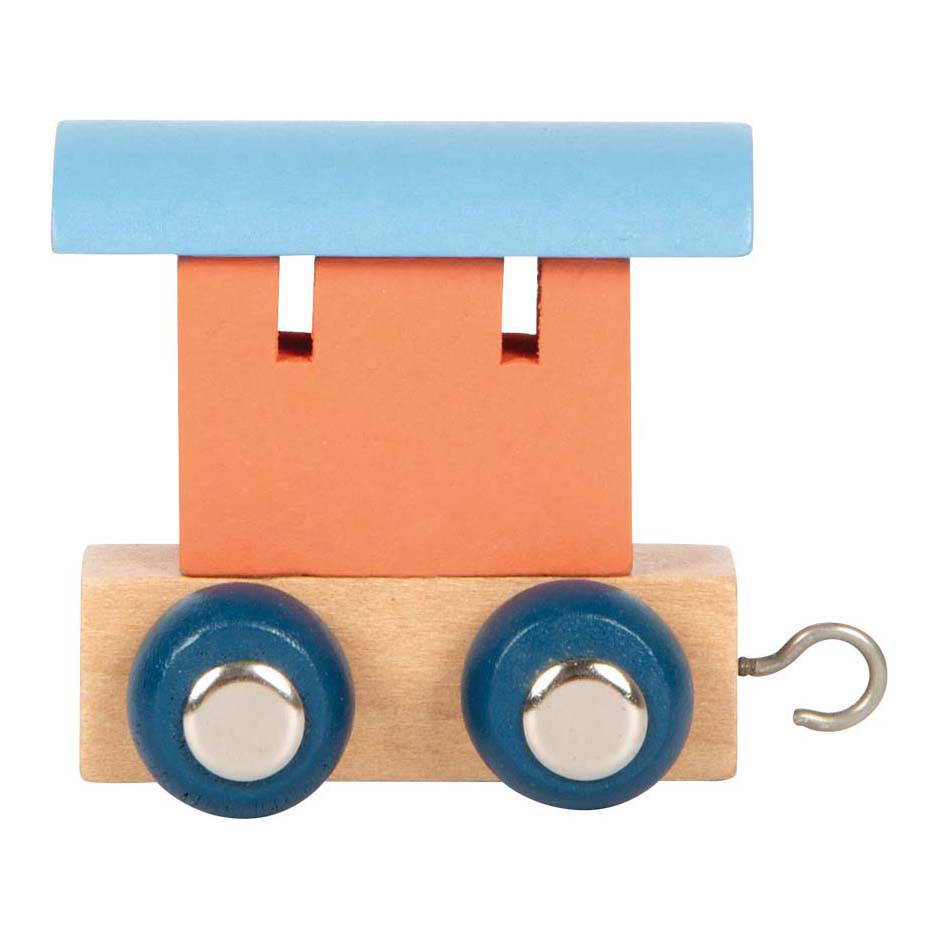 Small Foot - Train à lettres en bois Polar - Wagon Saumon Rose Bleu - 12 pièces