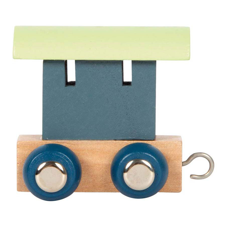 Small Foot - Houten Lettertrein Polar - Wagon Blauw Groen - 12 stuks