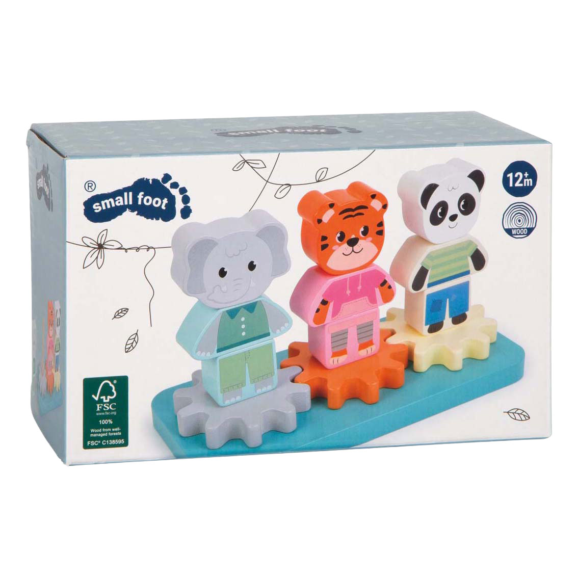 Small Foot - Houten Stapelspel met Tandwielen Jungle Friends FSC