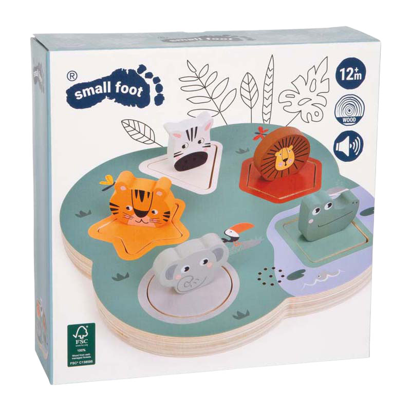 Small Foot - Houten 3D Dierengeluiden Puzzel Safari