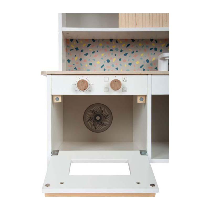 Petite cuisine de jeu compacte en bois terrazzo Small Foot -
