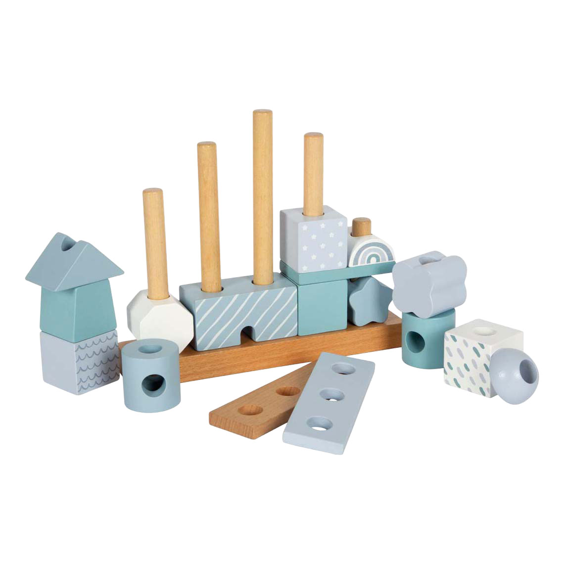 Small Foot - Houten Stapelhuis Blauw - 18dlg.