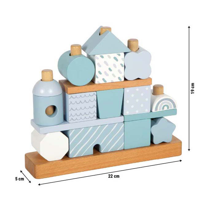 Small Foot - Houten Stapelhuis Blauw - 18dlg.