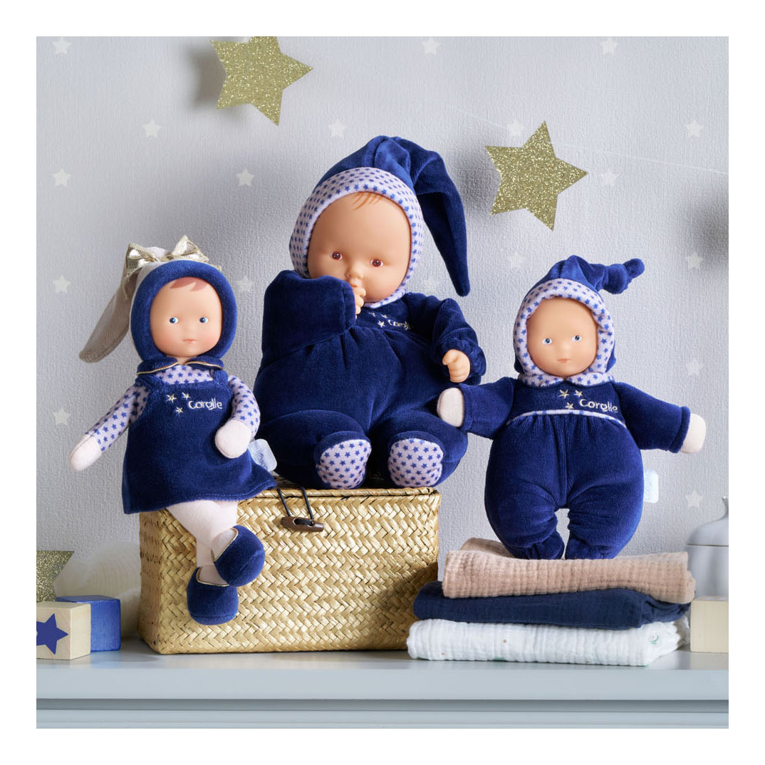 Corolle Mon Doudou Babidoux Poupée Bébé Rêves Étoilés Bleu Marine, 20 cm