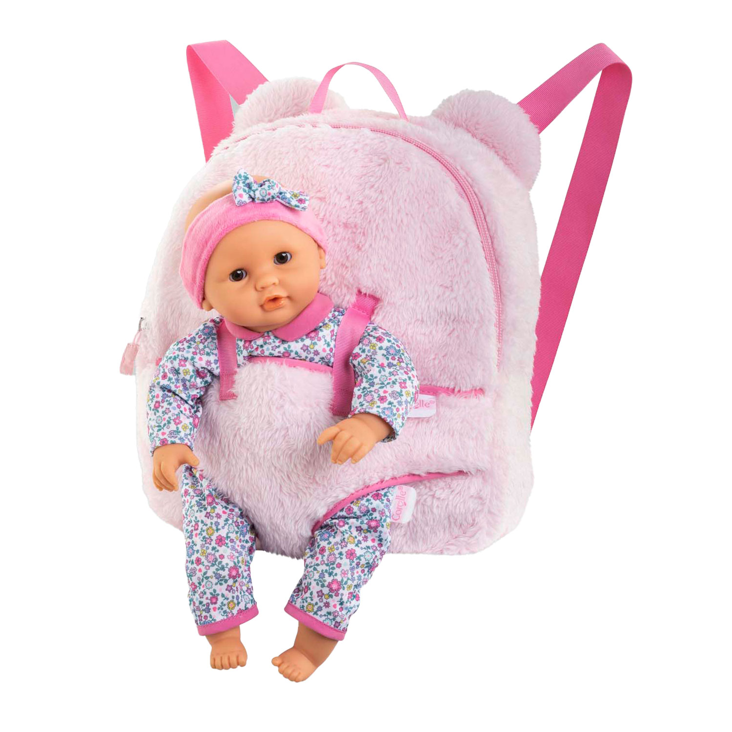 Corolle – Rosa Plüschpuppen-Tragerucksack, 30 cm