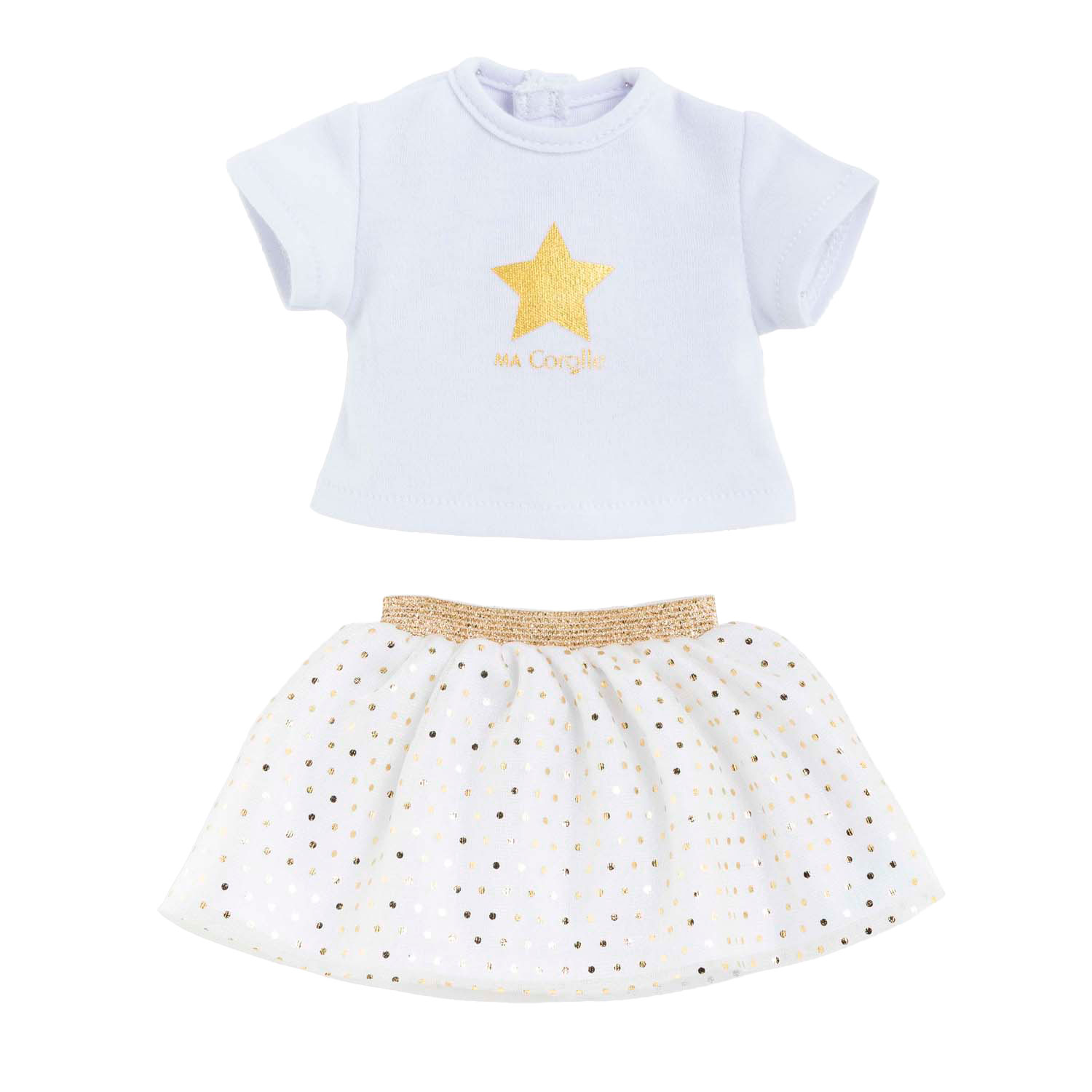 Corolle Oberteil- und Rock-Set für 36 cm große Puppen, Elfenbein/Gold