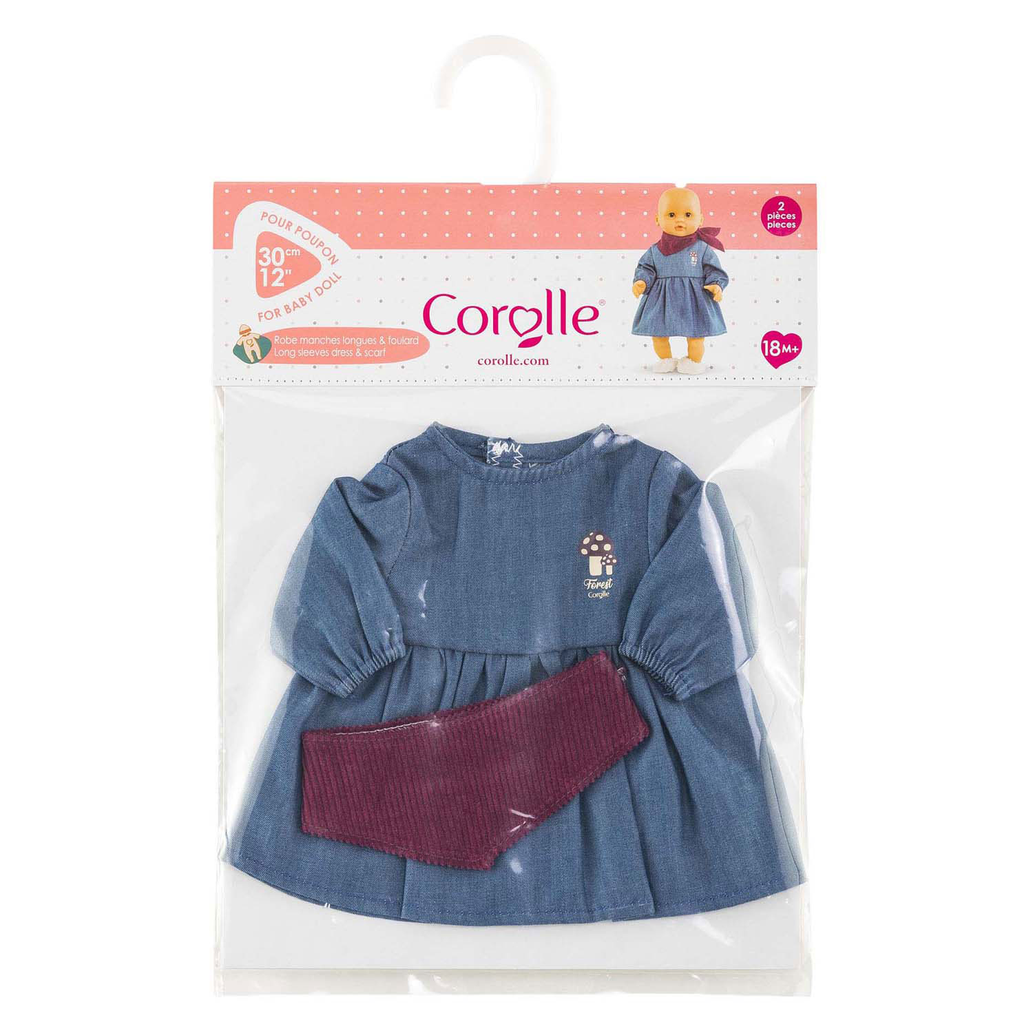 Corolle Jeans Jurk met Sjaal Kleine Ontdekker - 30cm