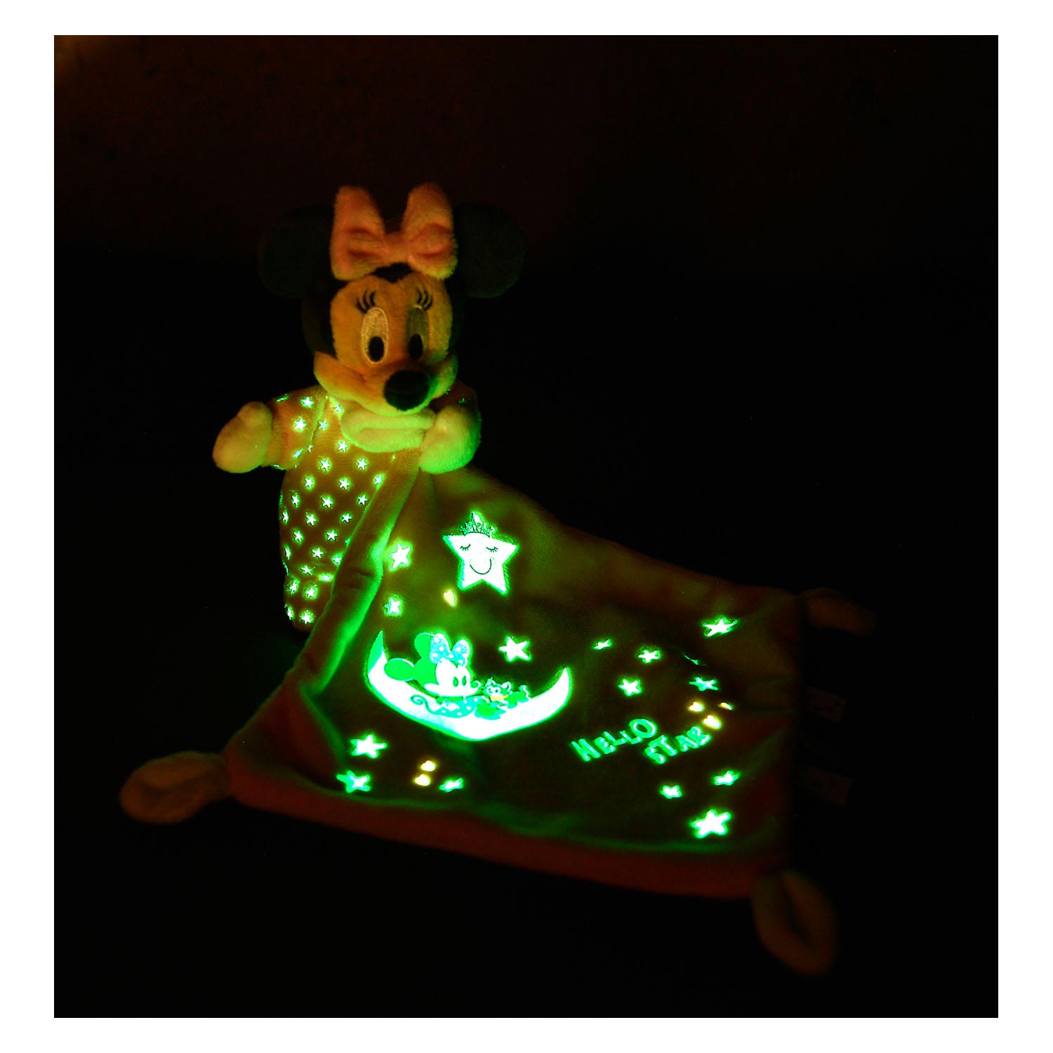 Doudou Disney Minnie qui brille dans le noir, doudou étoilé