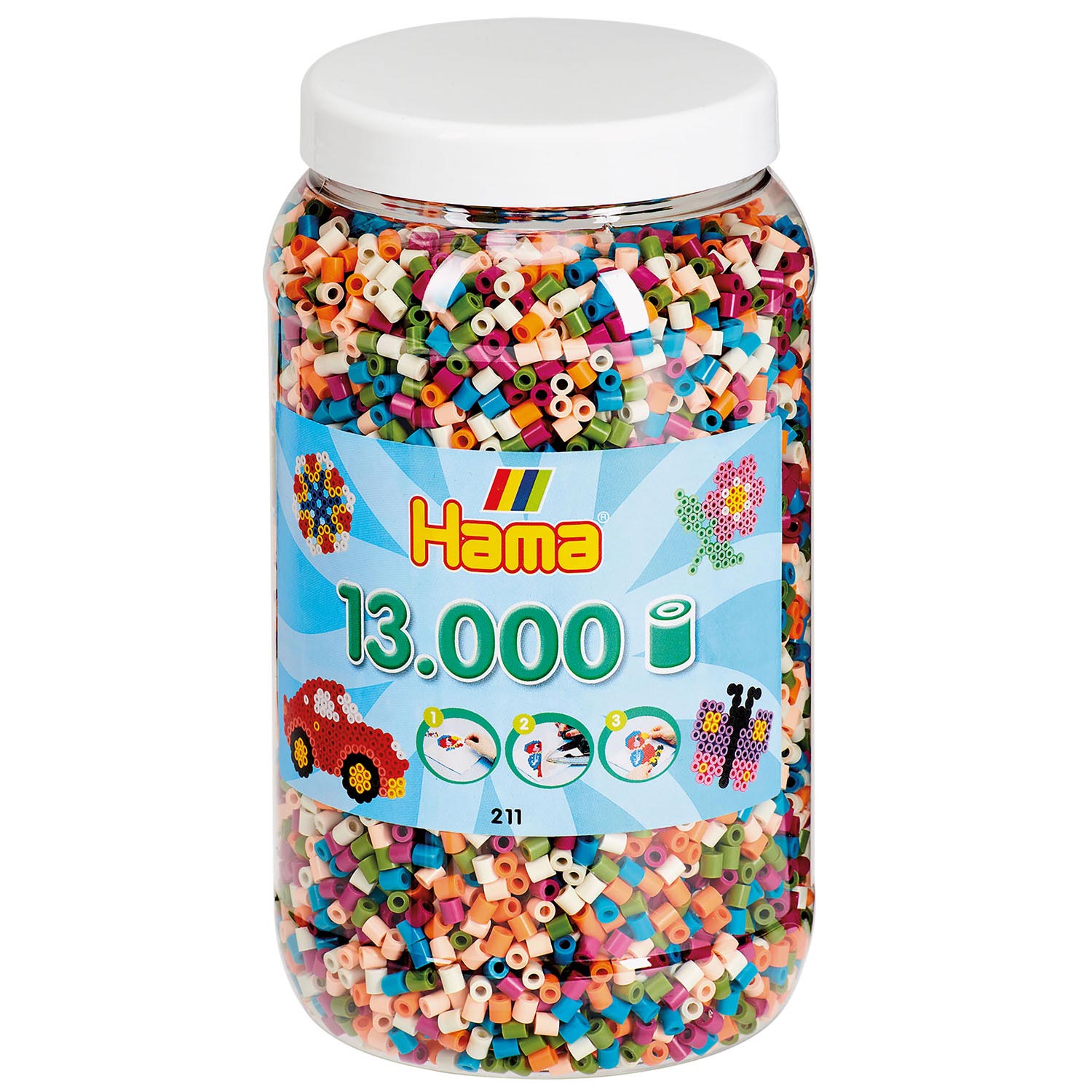 Perles fusibles Hama en pot - Mélange (58), 13 000 pièces.