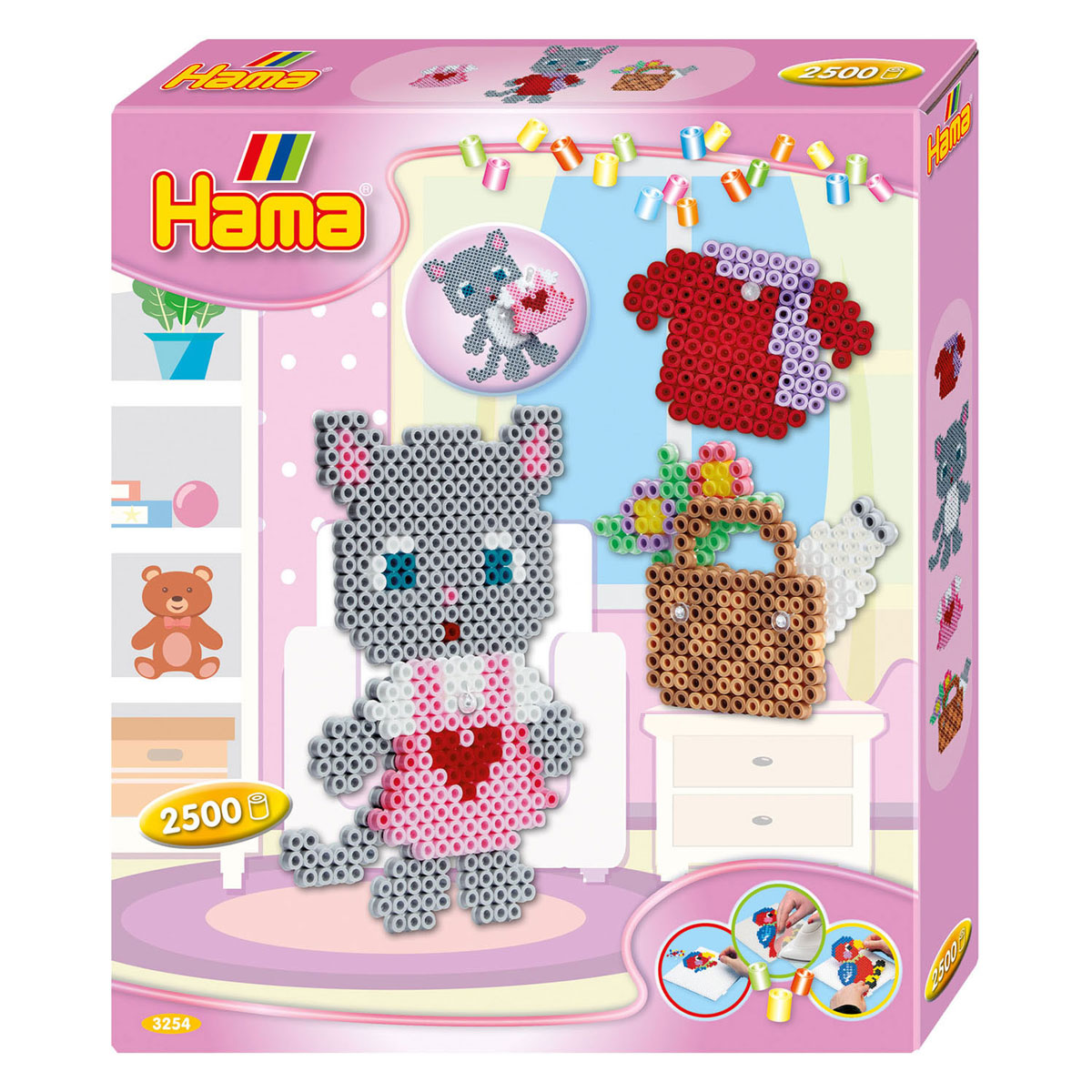 Hama Coffret cadeau de perles à repasser - Habillage de chat, 2500 pcs.