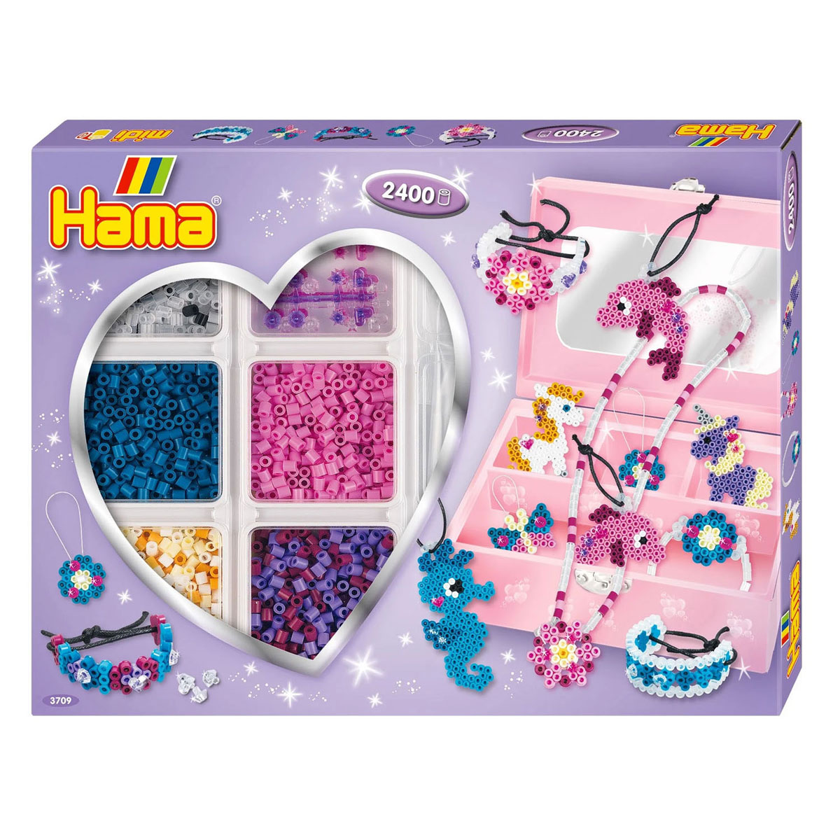 Hama Set de perles thermocollantes pour fabrication de bijoux, violet, 2400 pcs.