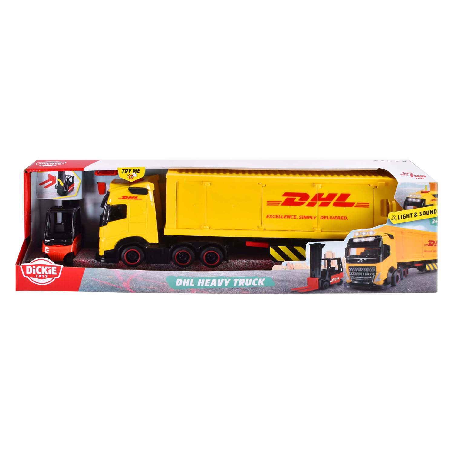 Ensemble Dickie DHL avec camion et chariot élévateur