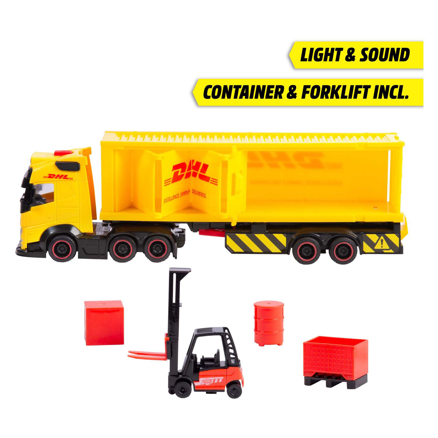 Ensemble Dickie DHL avec camion et chariot élévateur