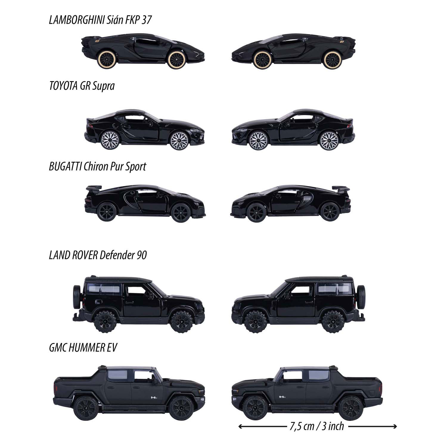 Majorette Black Edition Die-cast Voertuigen, 5dlg.