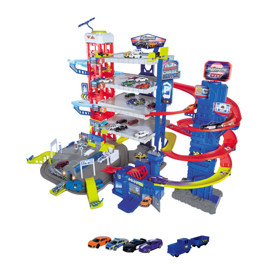 Majorette Super Chase Center met 5 Voertuigen