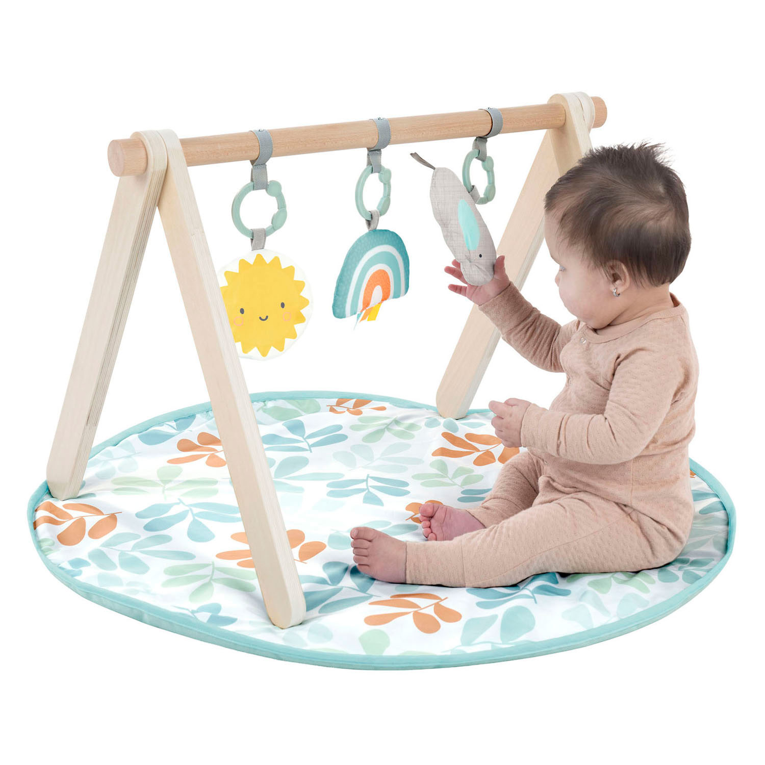 Houten Babygym met Stoffen Kleed