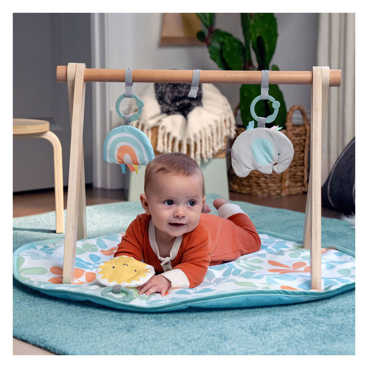 Houten Babygym met Stoffen Kleed