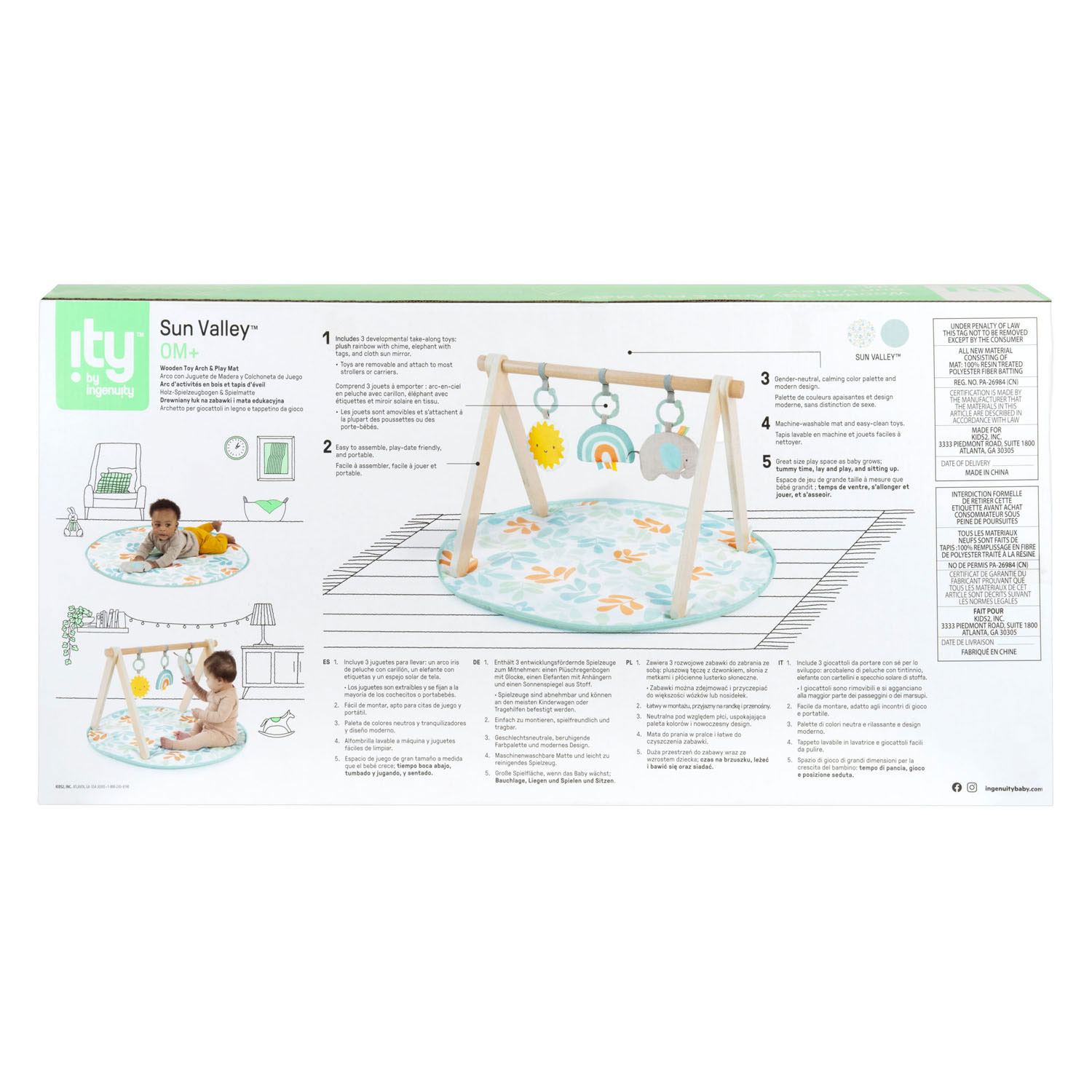 Houten Babygym met Stoffen Kleed
