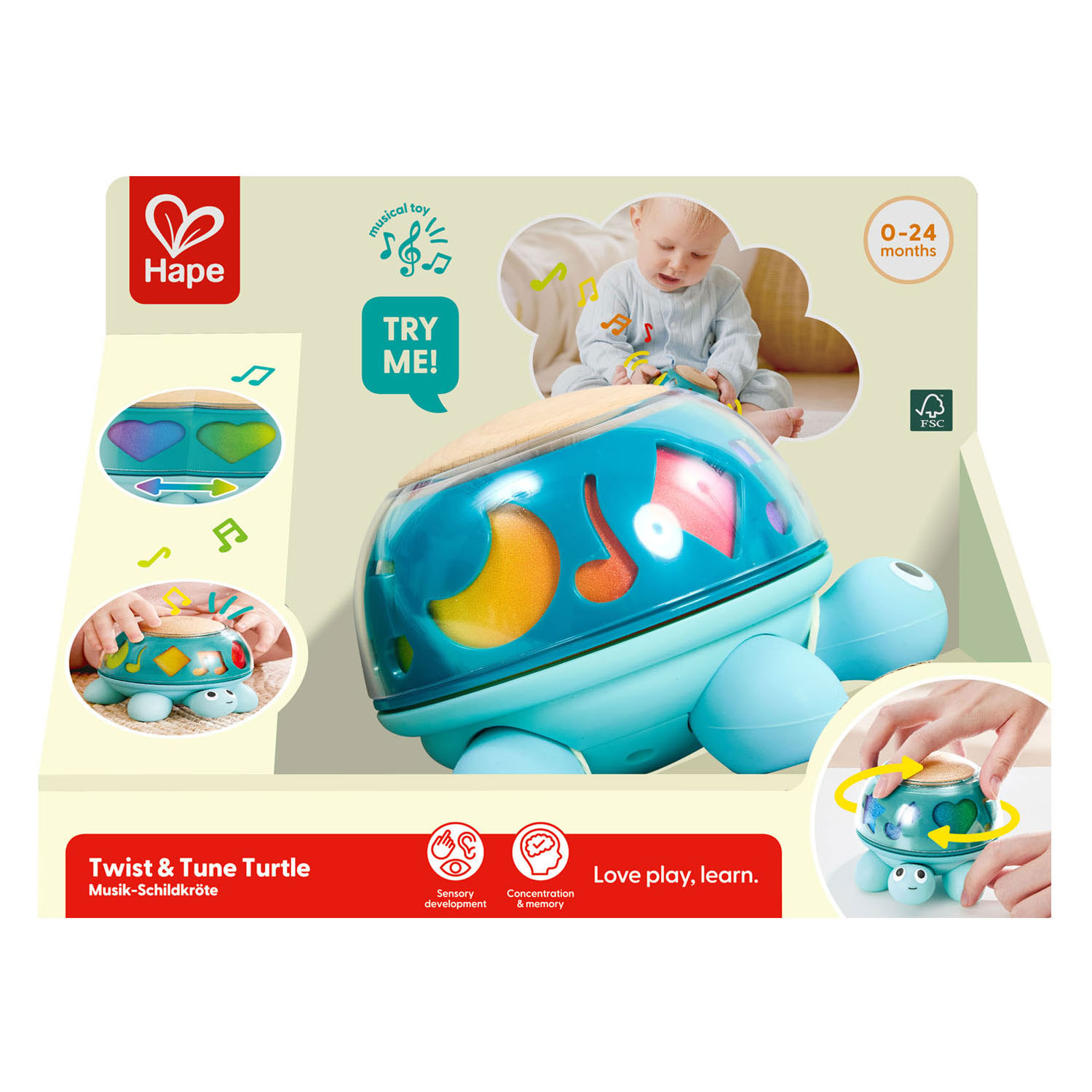 Hape Twist & Tune Turtle Muziekdoosje