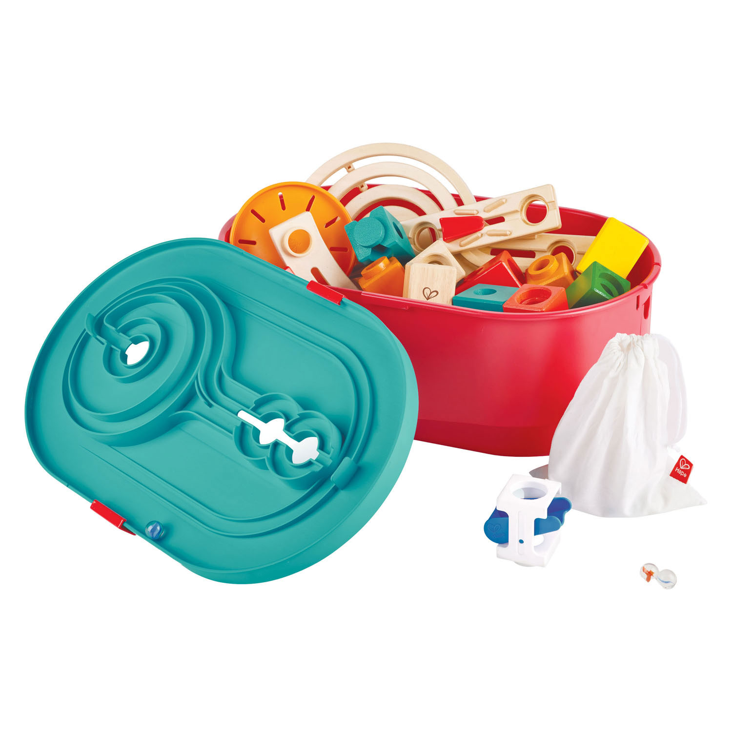 Hape Quadrilla Stack Track Bucket Knikkerbaan Set