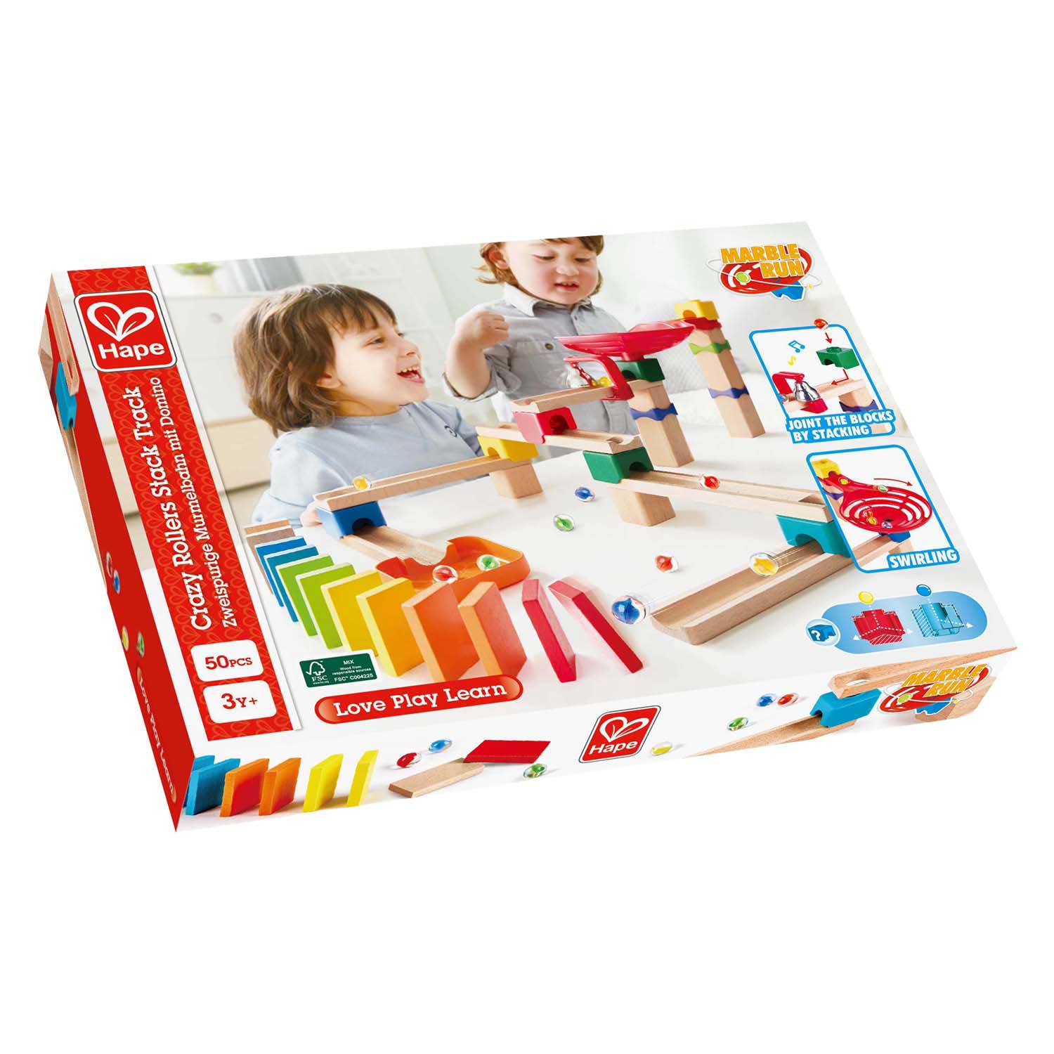 Hape Holz-Murmelbahn-Set Domino – 50-tlg.