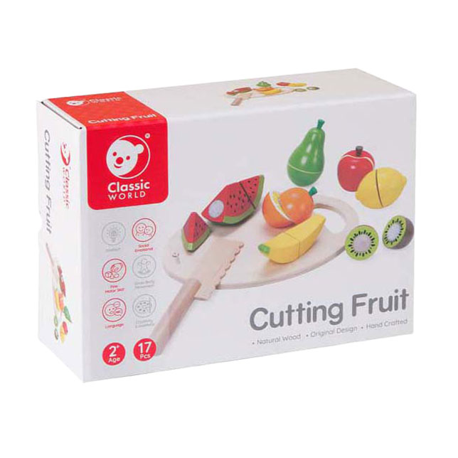 Coupe-fruits en bois Classic World avec planche à découper, 17 pièces.