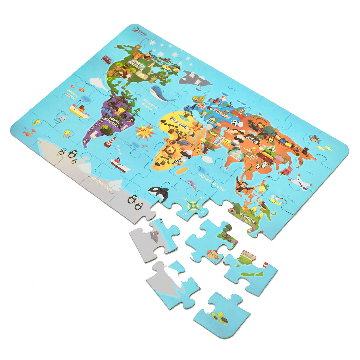 Puzzle en bois du Classic World , carte du monde, 48 pièces.