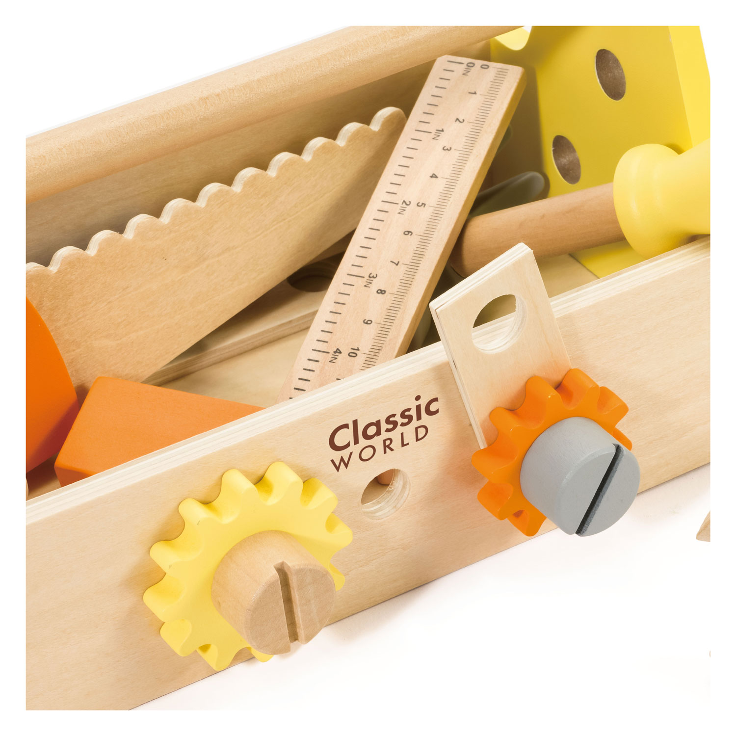 Ensemble de menuisier en bois Classic World avec boîte à outils, 18 pièces.