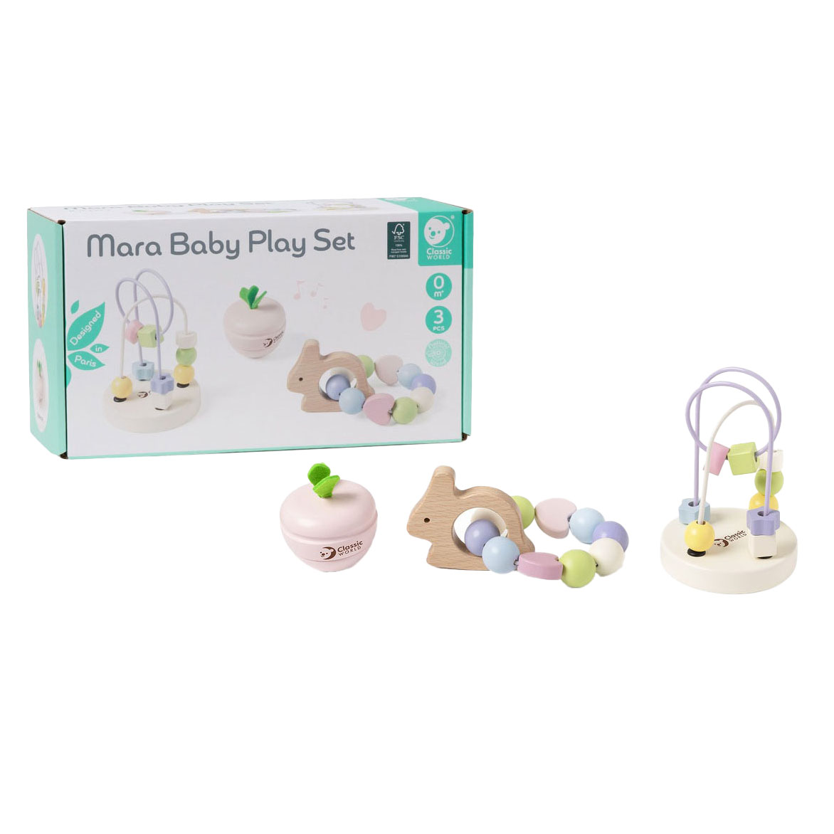 Classic World Holz-Babyspielset Mara, 3-teilig.