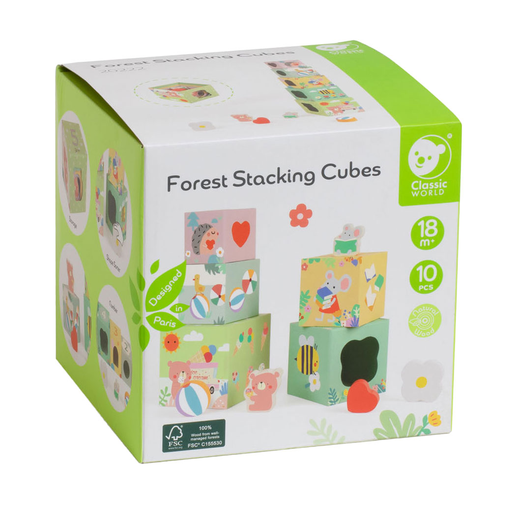 Blocs empilables Classic World avec animaux de la forêt, 10 pcs.