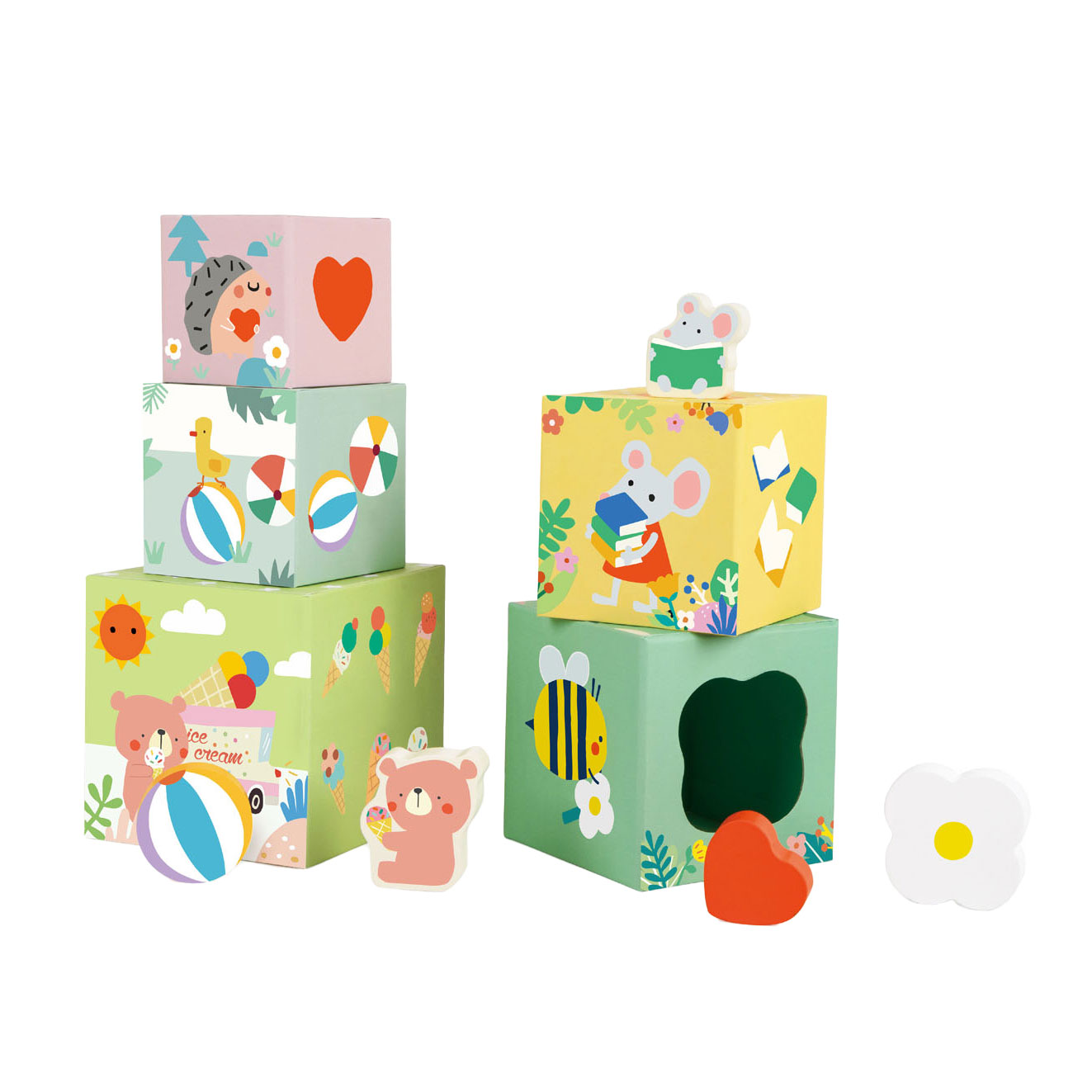 Blocs empilables Classic World avec animaux de la forêt, 10 pcs.