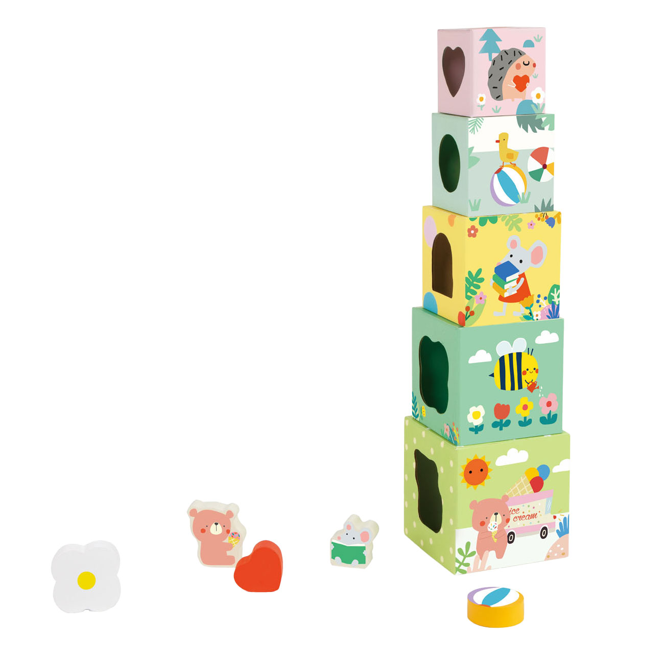 Blocs empilables Classic World avec animaux de la forêt, 10 pcs.