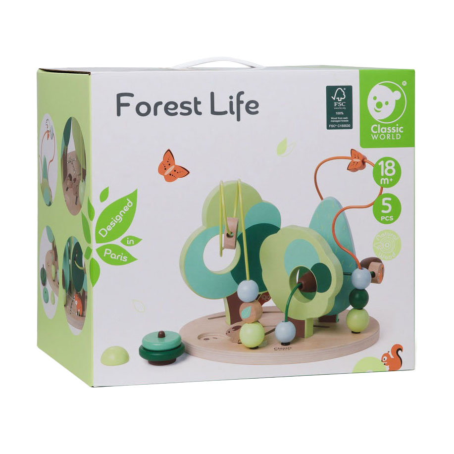 Forêt en spirale de motricité en bois Classic World , 5 pcs.