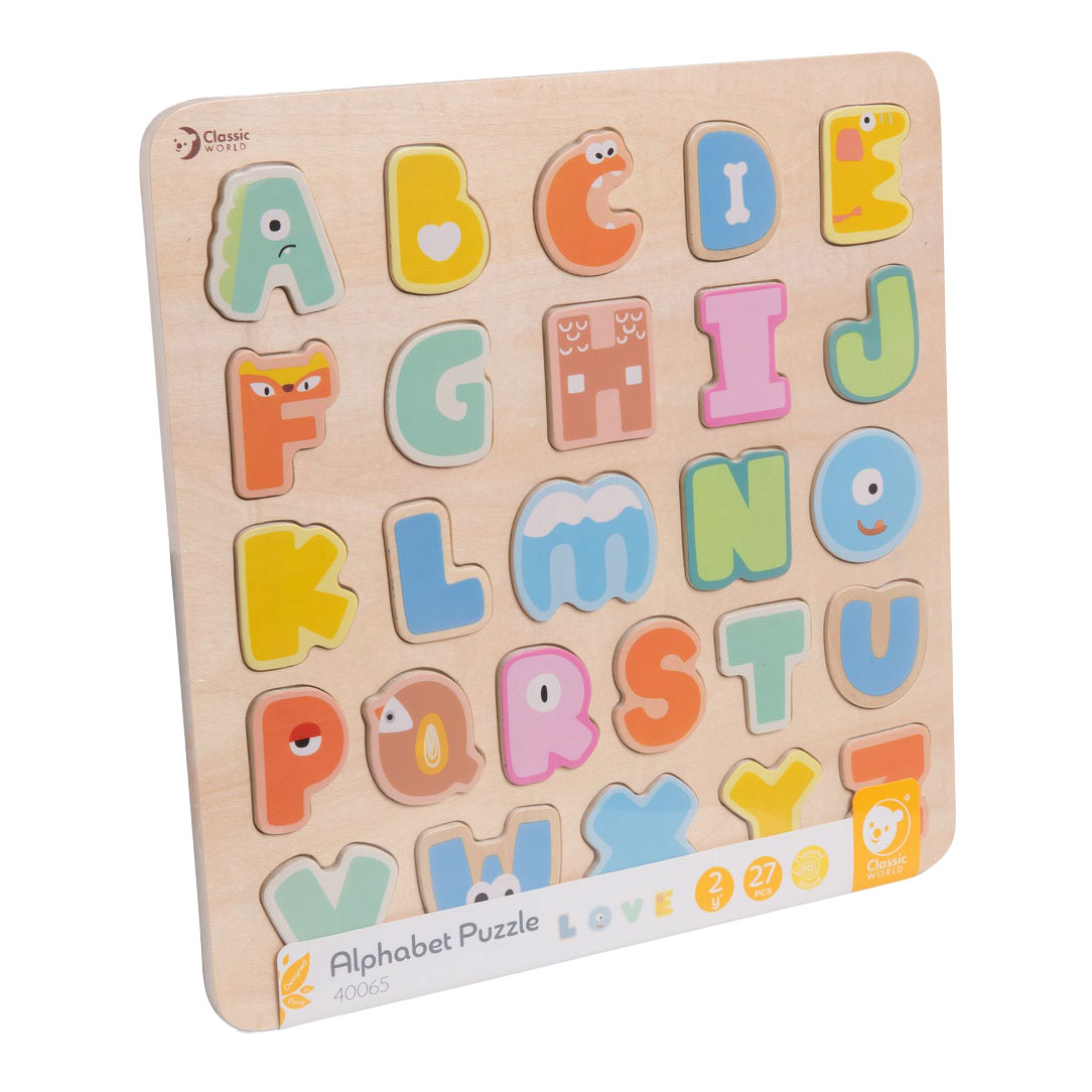 Classic World Alphabet-Puzzle aus Holz, 27-teilig.