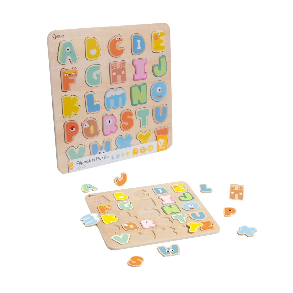 Classic World Alphabet-Puzzle aus Holz, 27-teilig.