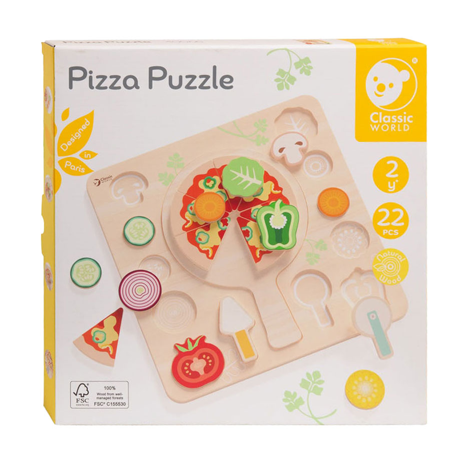 Pizza puzzle en forme de bois Classic World , 22 pcs.