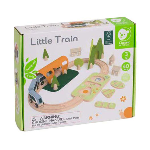 Classic World Houten Treinbaan Speelset, 40dlg.