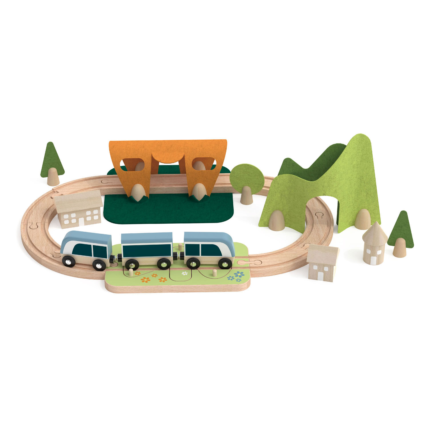 Classic World Holzbahngleis, kleines Spielset, 40 Teile.