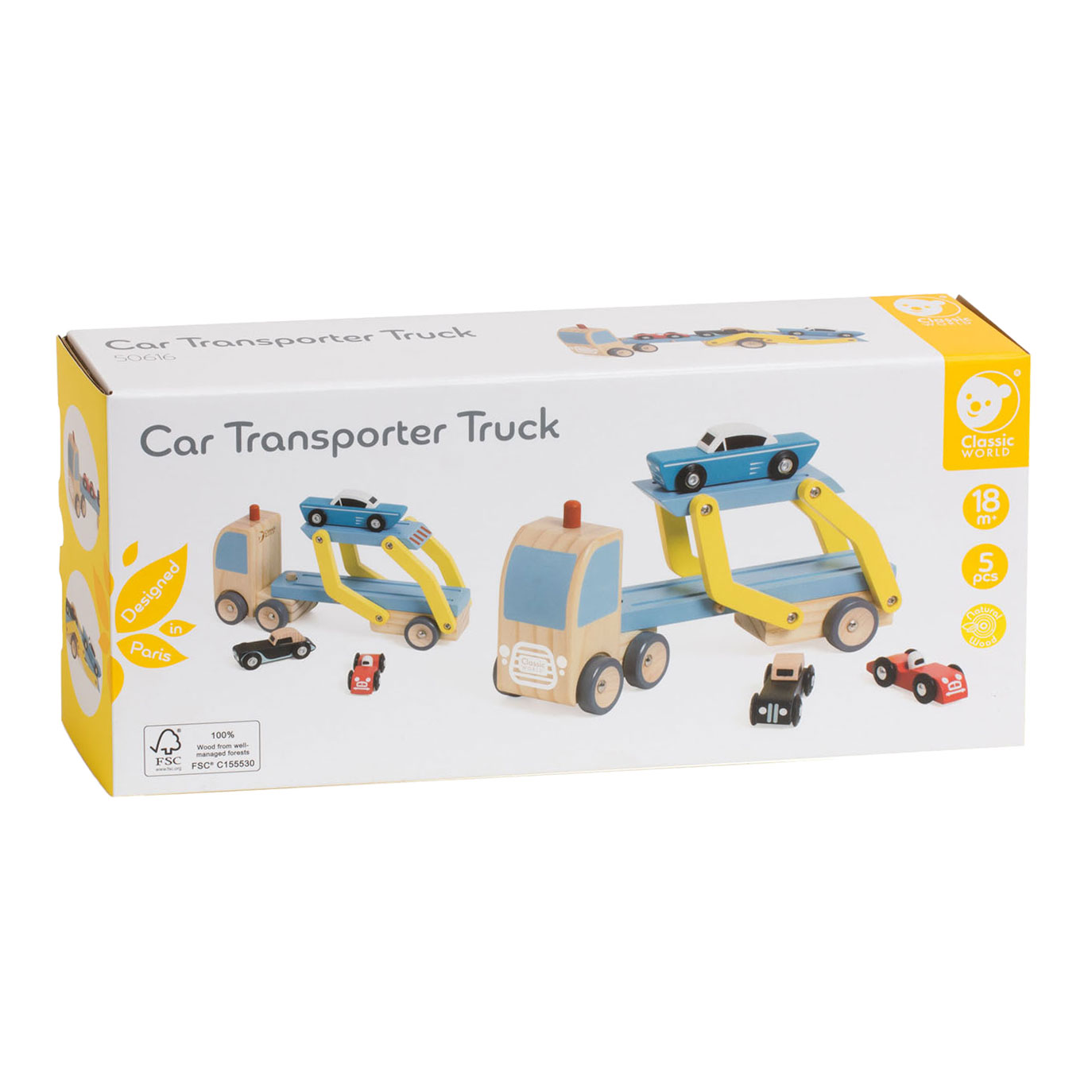 Transporteur en bois Classic World avec 3 voitures