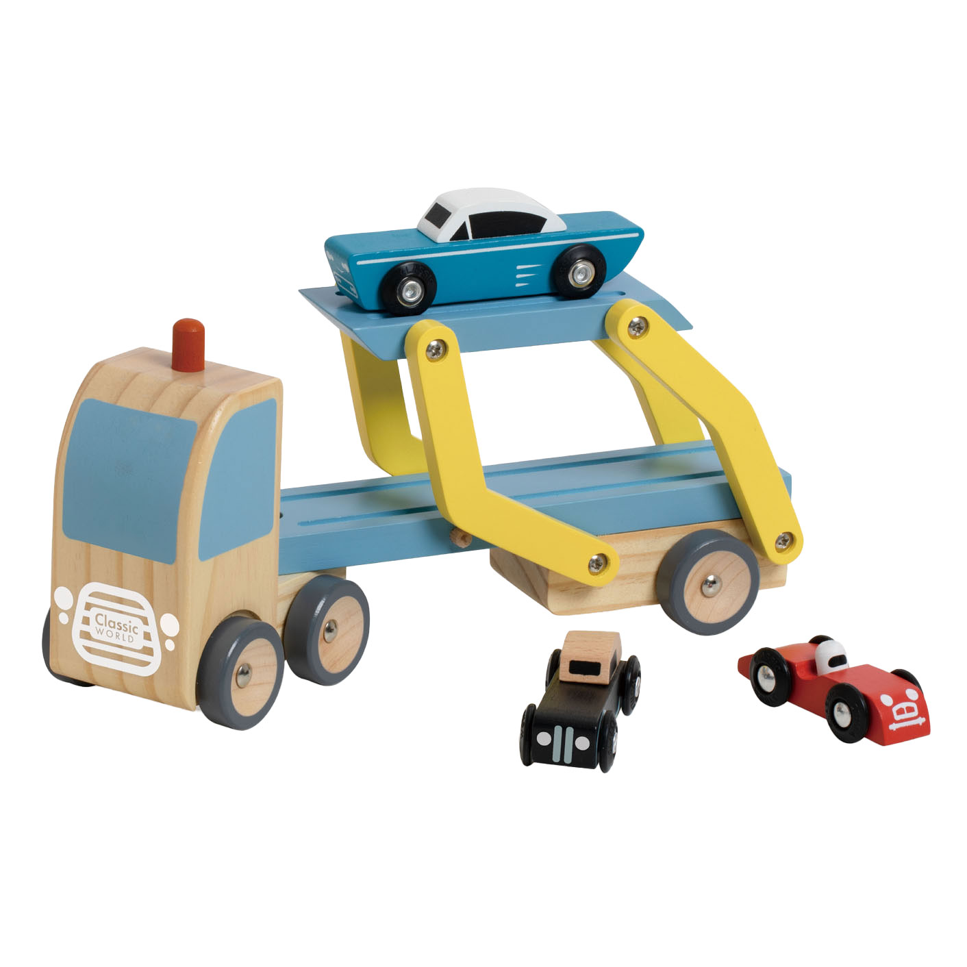 Transporteur en bois Classic World avec 3 voitures