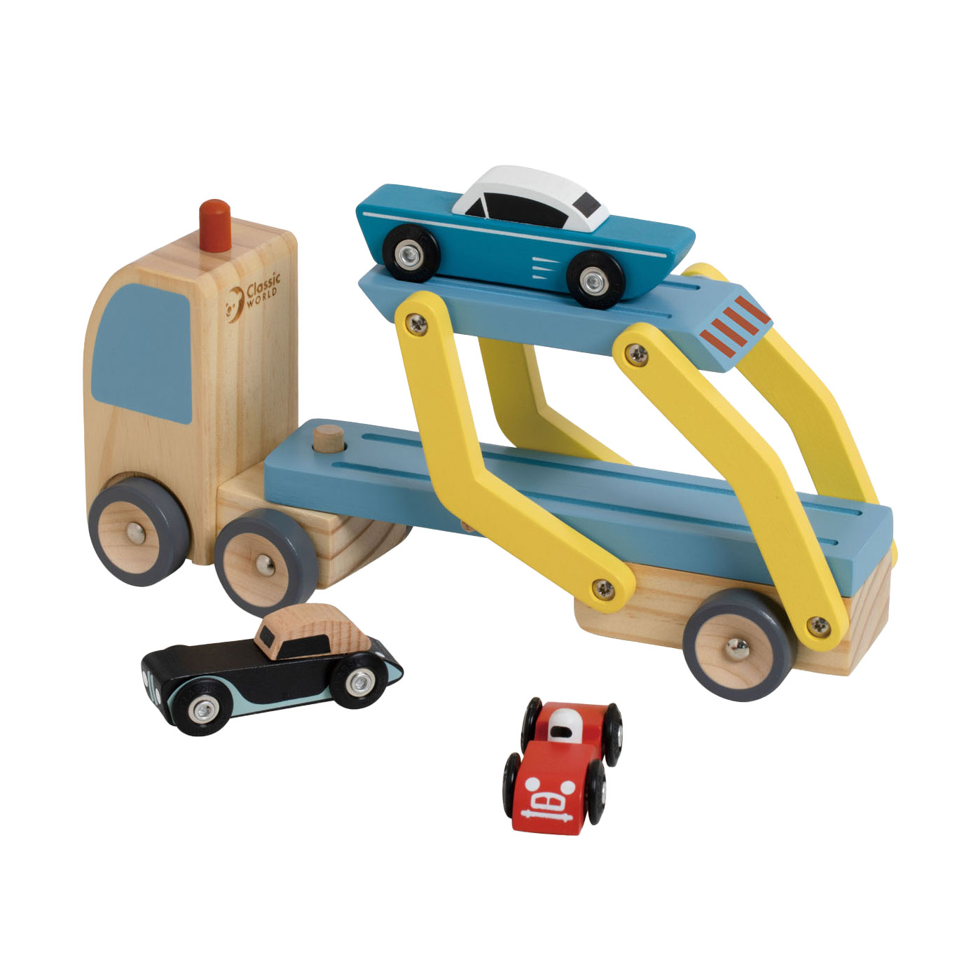 Transporteur en bois Classic World avec 3 voitures