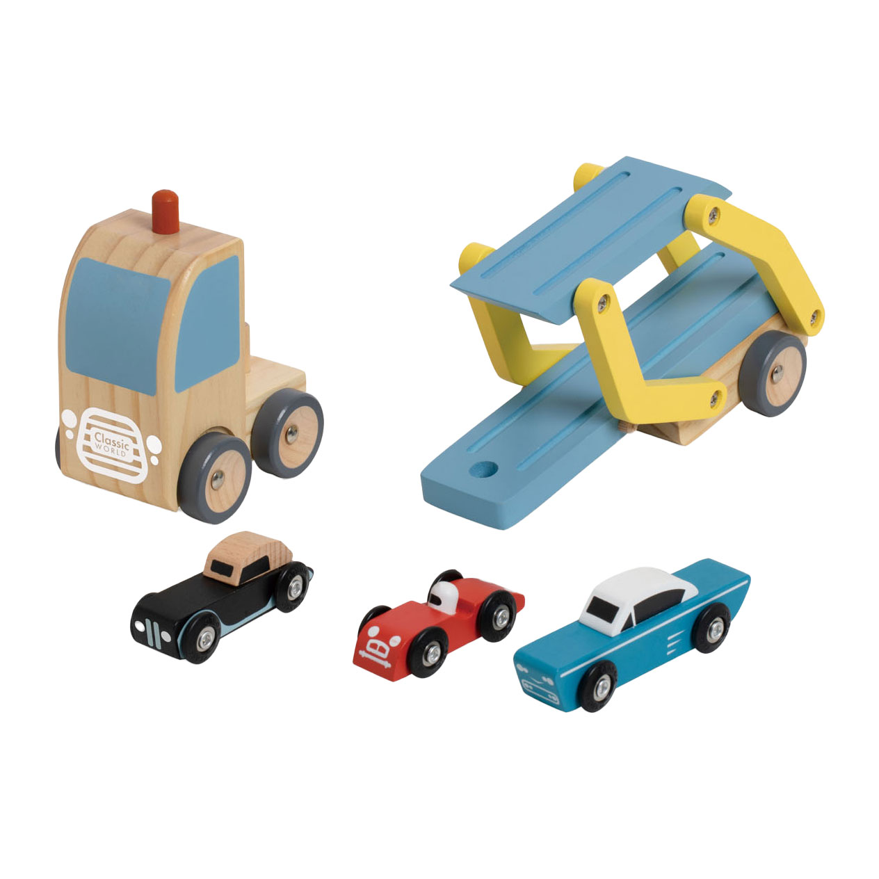 Transporteur en bois Classic World avec 3 voitures