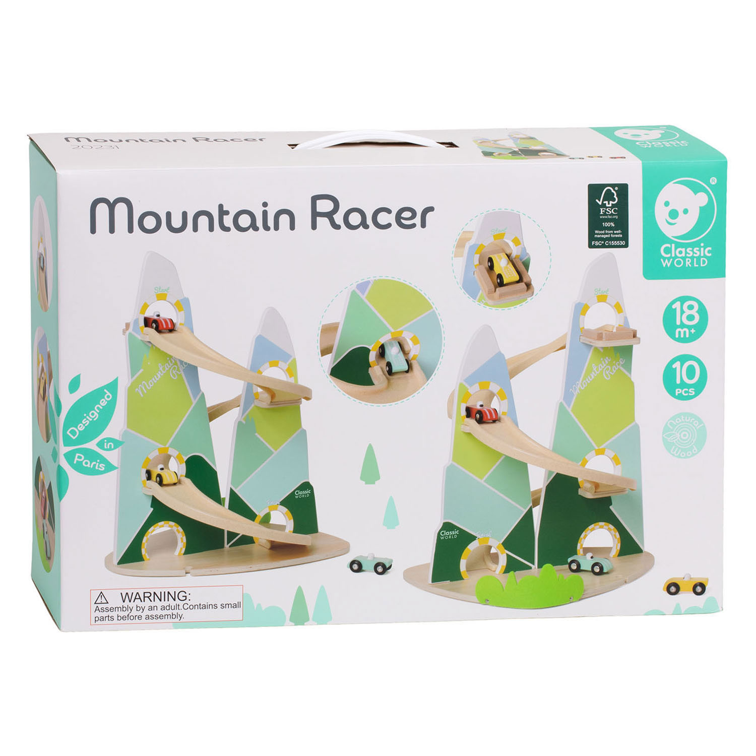 Circuit de course classique World Race Track à travers les montagnes - 10 pièces.